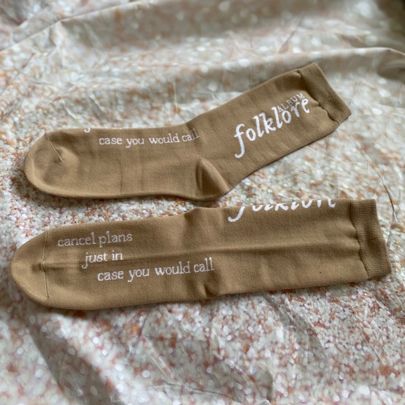 taylor swift cancel plans cancelled tan beige brown socks sock folklore august - Picture 3 of 12